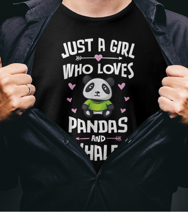 Just A Girl Who Loves Pandas And Whales Cute Panda Heart Arrows T-Shirt