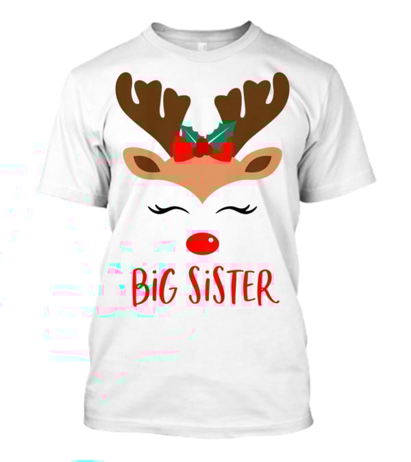 Big Sister Reindeer Christmas Matching Sibling Outfits T-Shirt