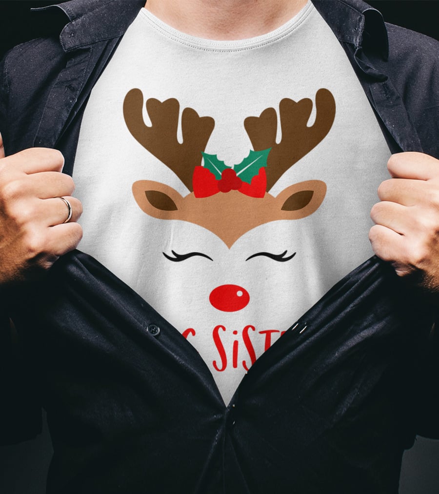 Big Sister Reindeer Christmas Matching Sibling Outfits T-Shirt