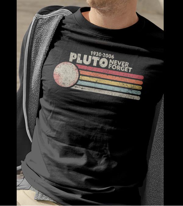 1930-2006 Pluto Never Forget Retro Stripes T-Shirt