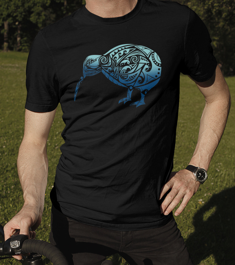 Polynesia Maori Kiwi Bird Ocean Blue T-Shirt
