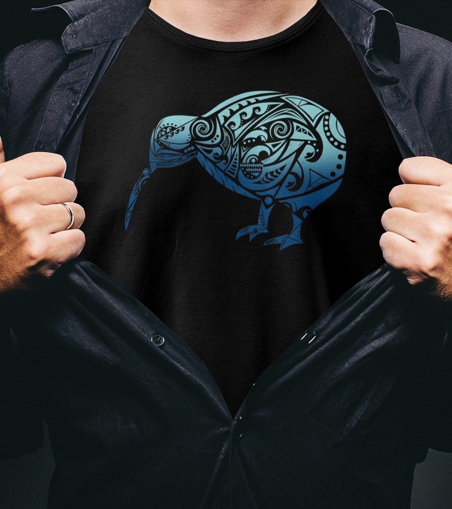 Polynesia Maori Kiwi Bird Ocean Blue T-Shirt