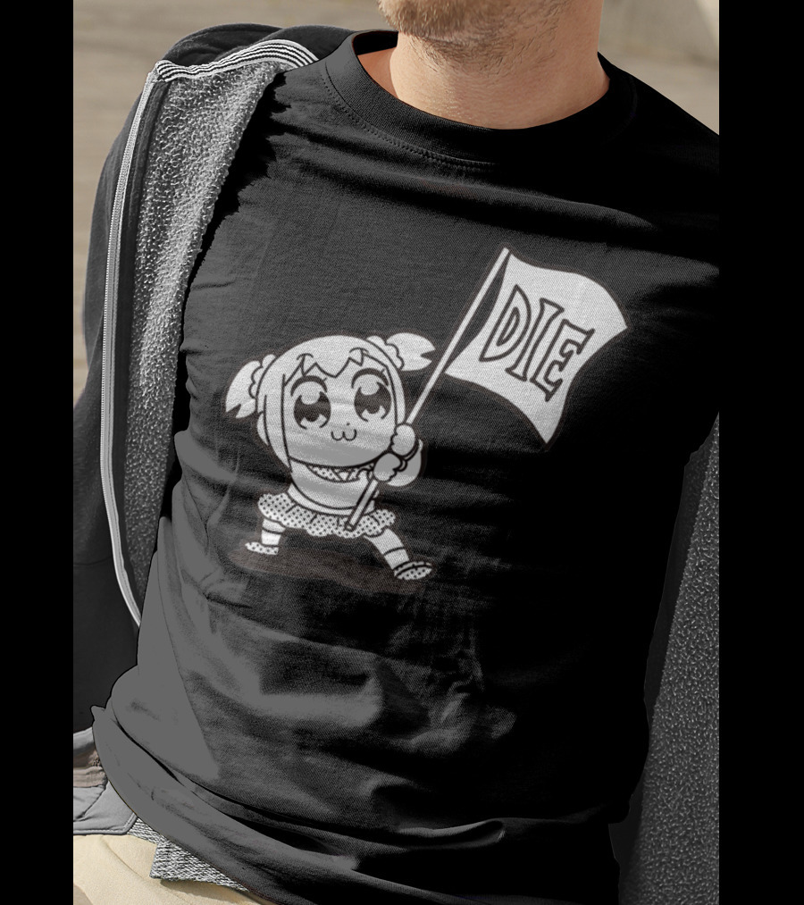 Pop Team Epic Popuko Holding Die Banner T-Shirt
