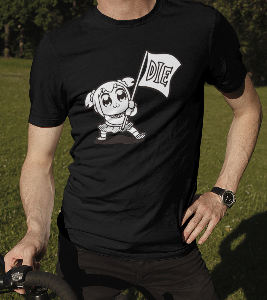 Pop Team Epic Popuko Holding Die Banner T-Shirt