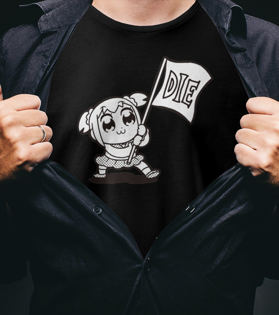 Pop Team Epic Popuko Holding Die Banner T-Shirt