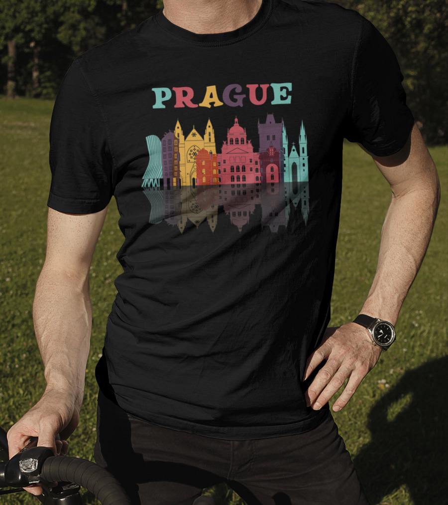 Prague Czech Republic Family Vacation European Skyline Reflection T-Shirt