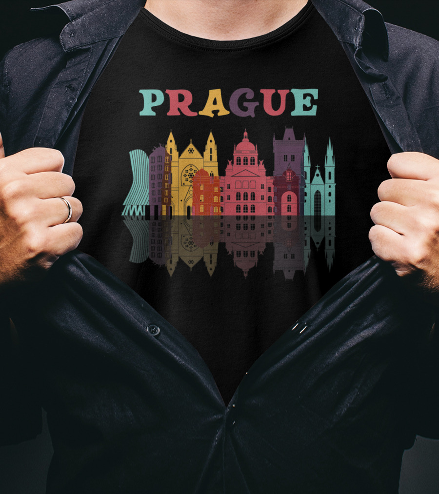 Prague Czech Republic Family Vacation European Skyline Reflection T-Shirt