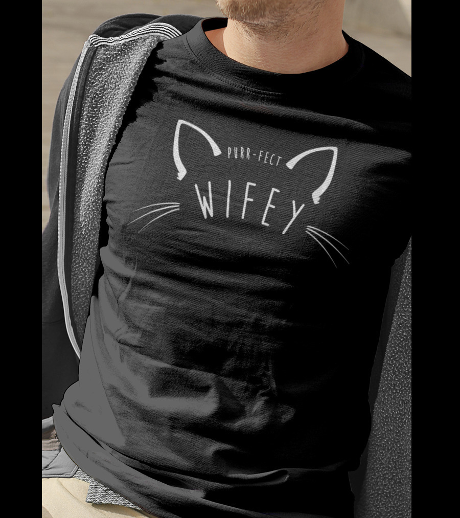 Purrfect Wifey Cat Lover Whiskers Ears T-Shirt