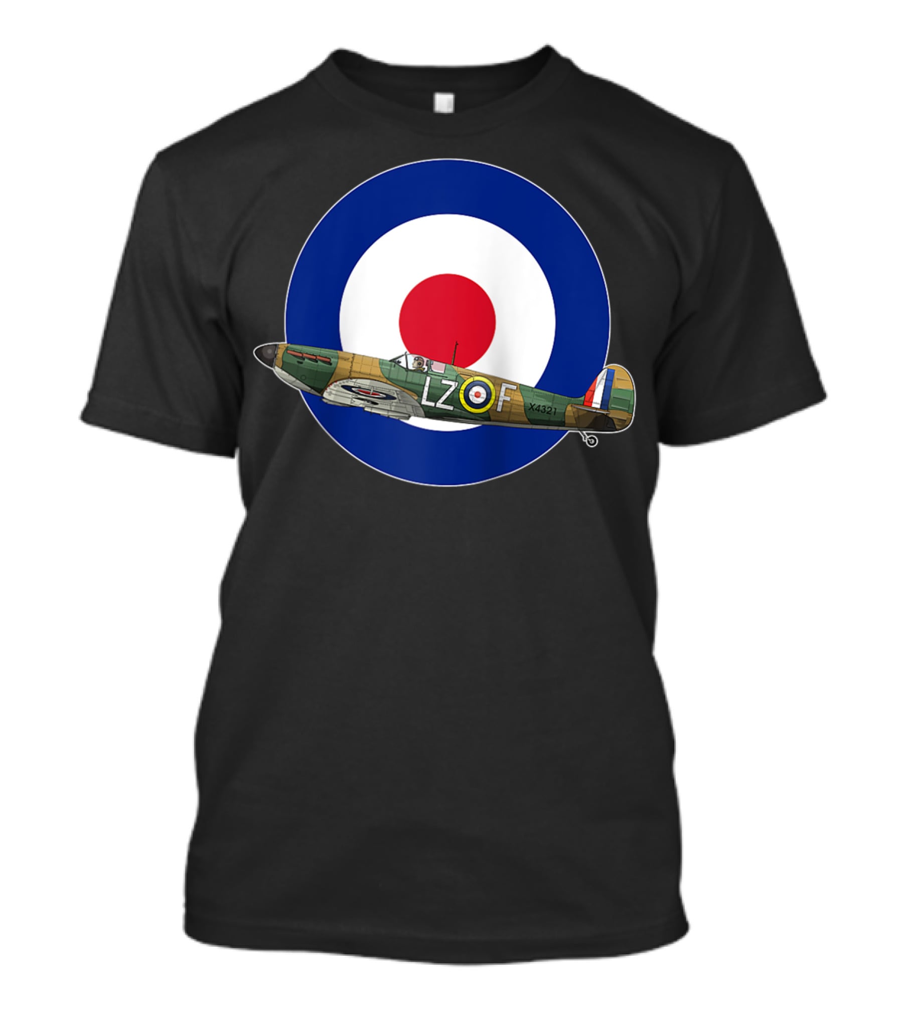 RAF Spitfire LZ-F Battle Of Britain Military WW2 Roundel T-Shirt