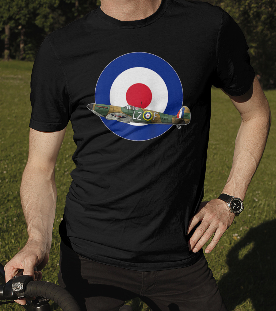 RAF Spitfire LZ-F Battle Of Britain Military WW2 Roundel T-Shirt