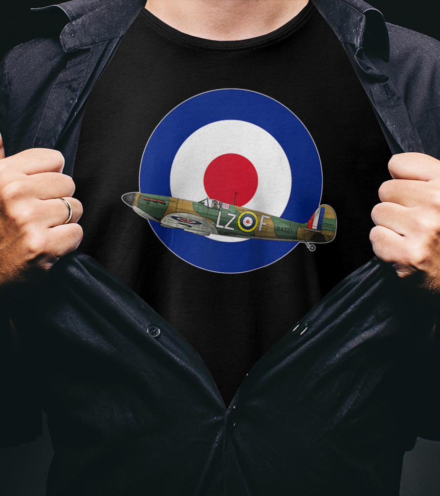 RAF Spitfire LZ-F Battle Of Britain Military WW2 Roundel T-Shirt