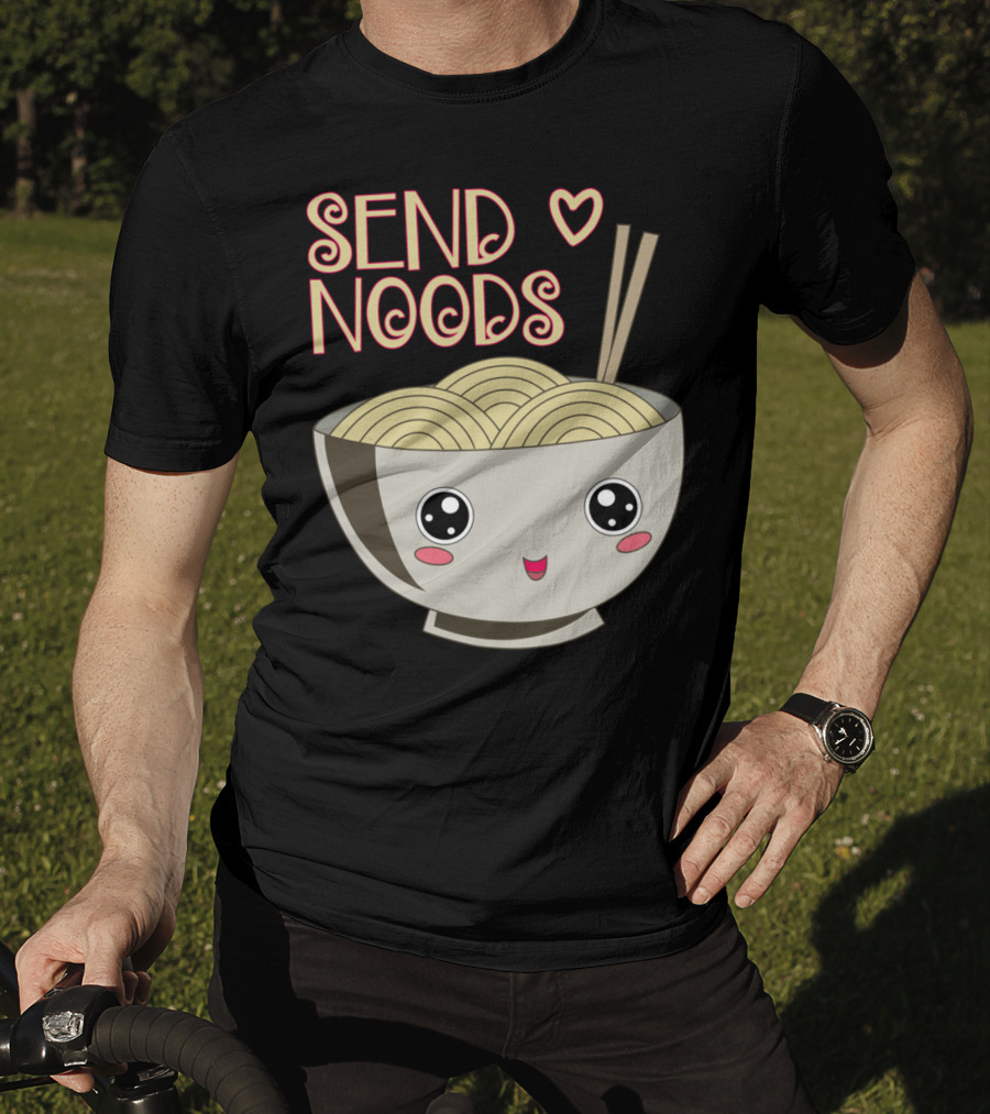 Send Noods Kawaii Ramen Bowl With Chopsticks And Heart T-Shirt