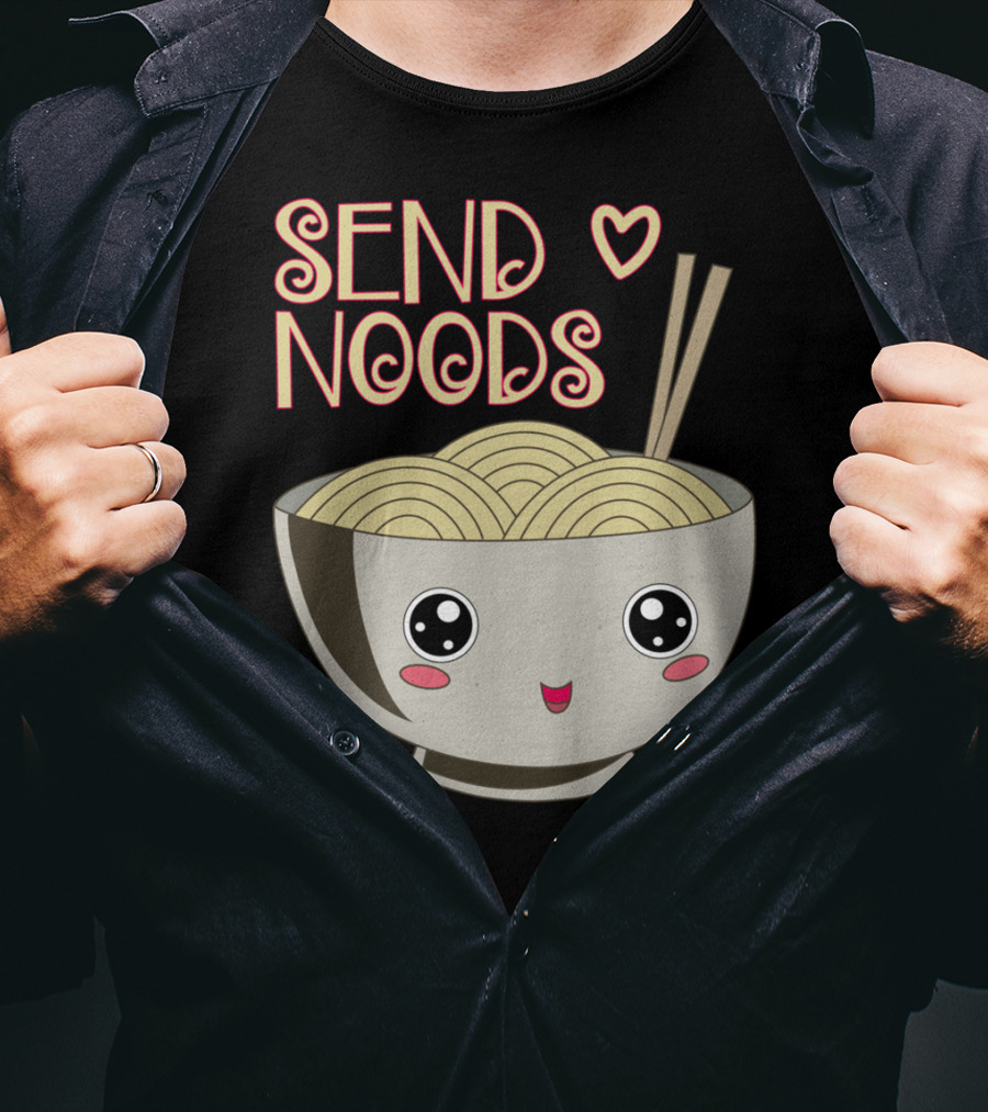 Send Noods Kawaii Ramen Bowl With Chopsticks And Heart T-Shirt