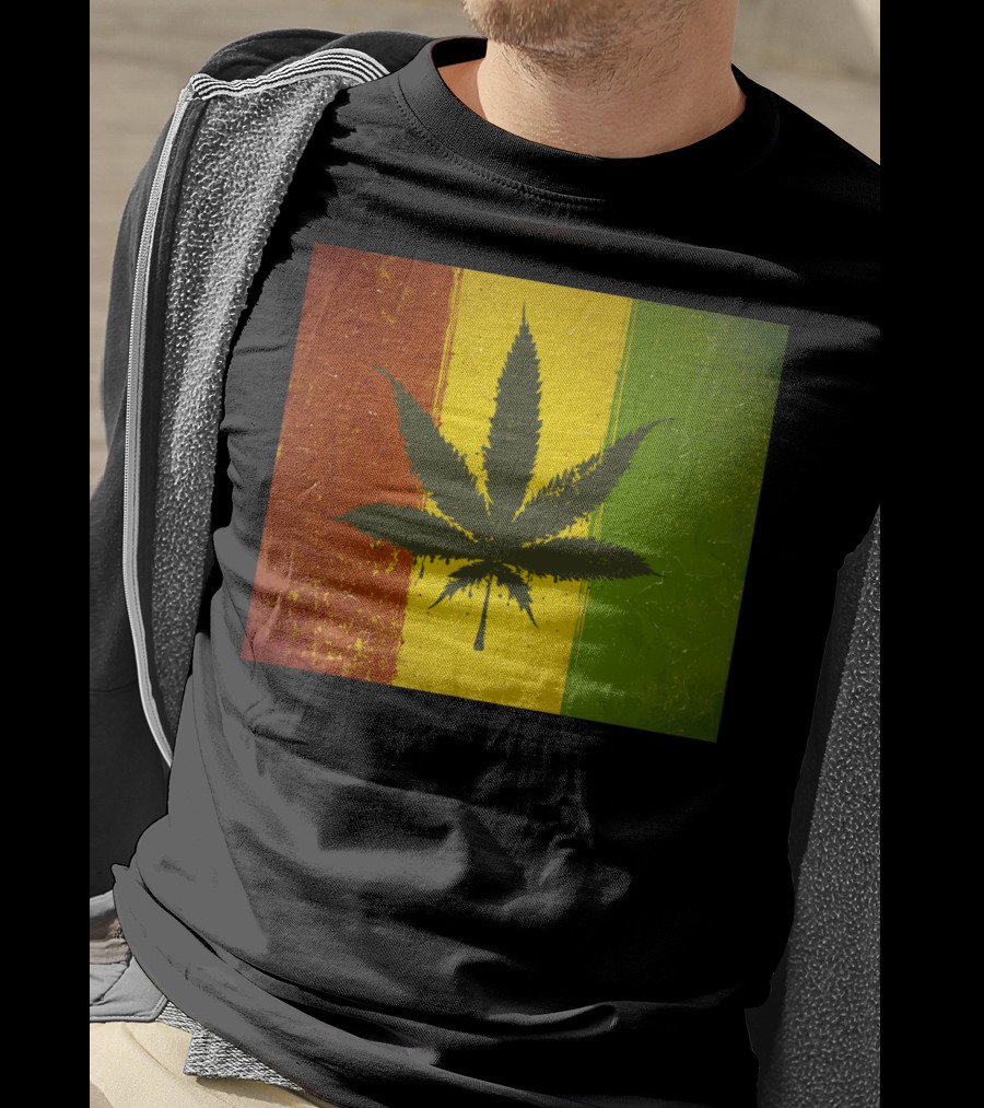 Rasta Jamaican Marijuana Leaf Legalized Pot Flag T-Shirt