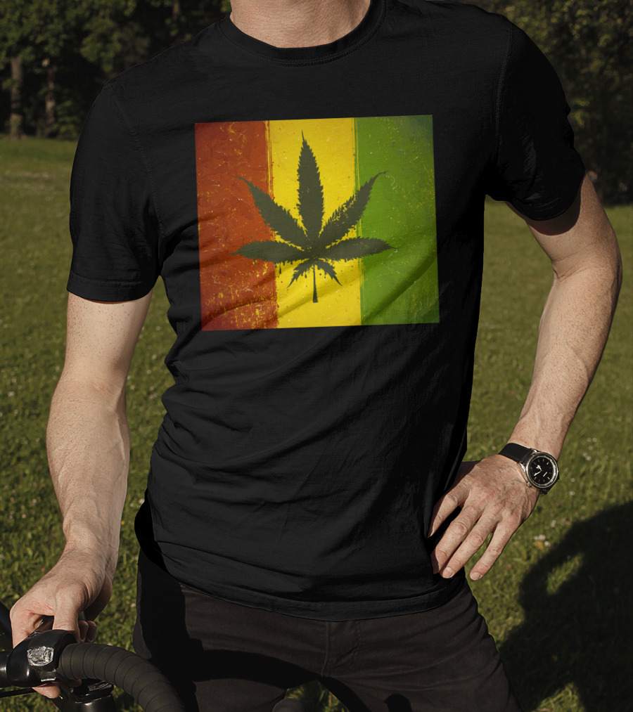Rasta Jamaican Marijuana Leaf Legalized Pot Flag T-Shirt