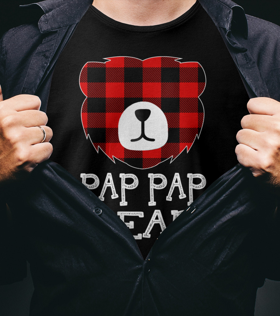 Pap Pap Bear Red Plaid Buffalo T-Shirt