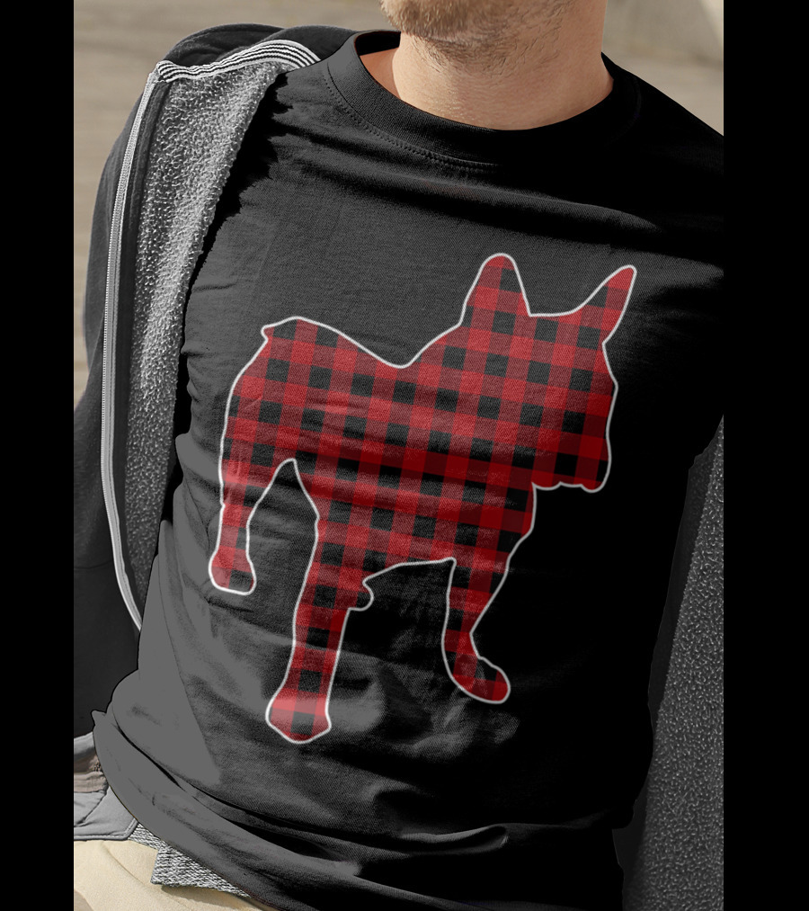 French Bulldog Red Buffalo Plaid Christmas T-Shirt