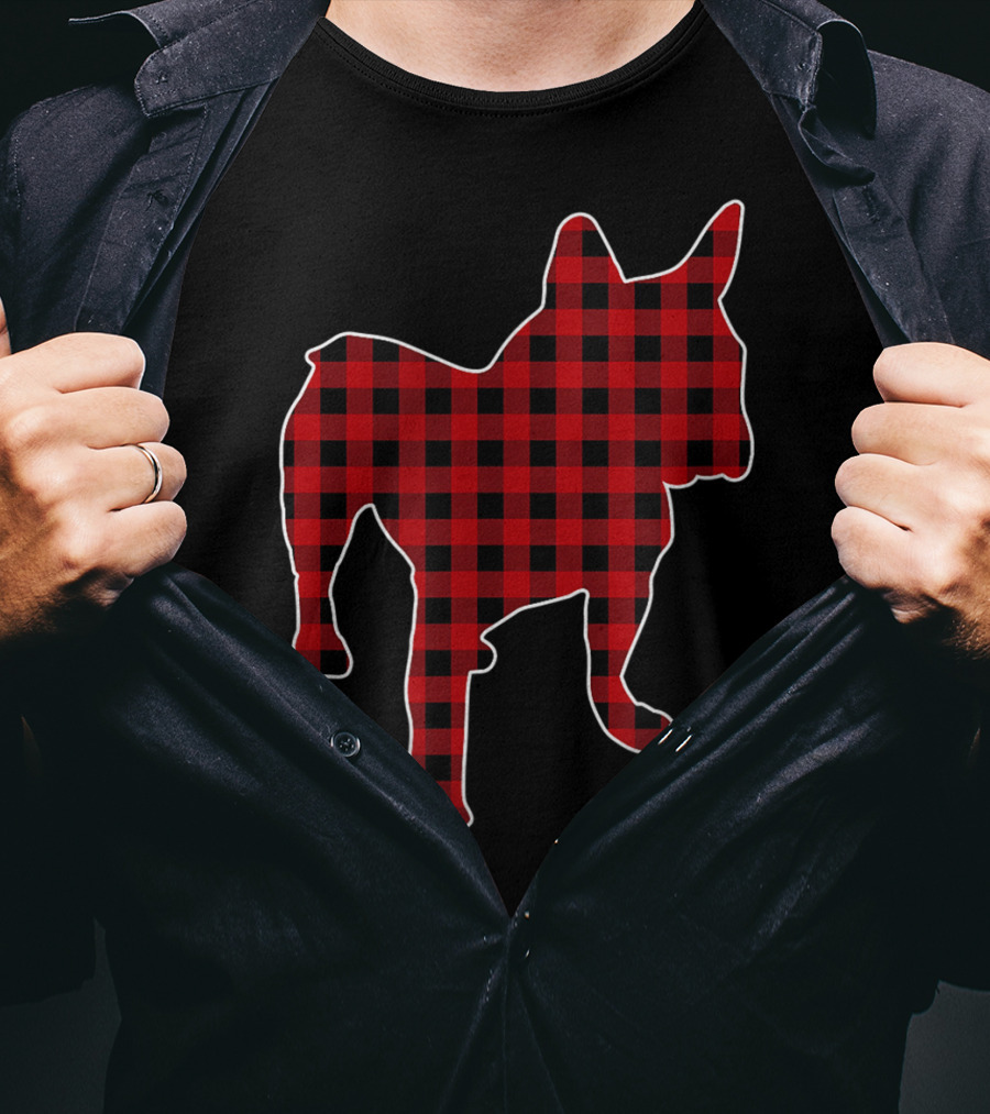 French Bulldog Red Buffalo Plaid Christmas T-Shirt