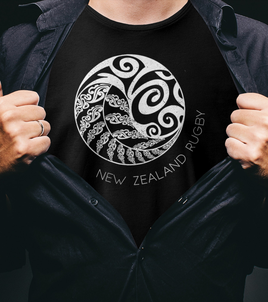 New Zealand Rugby Maori Inspired Kiwi Silver Spiral T-Shirt