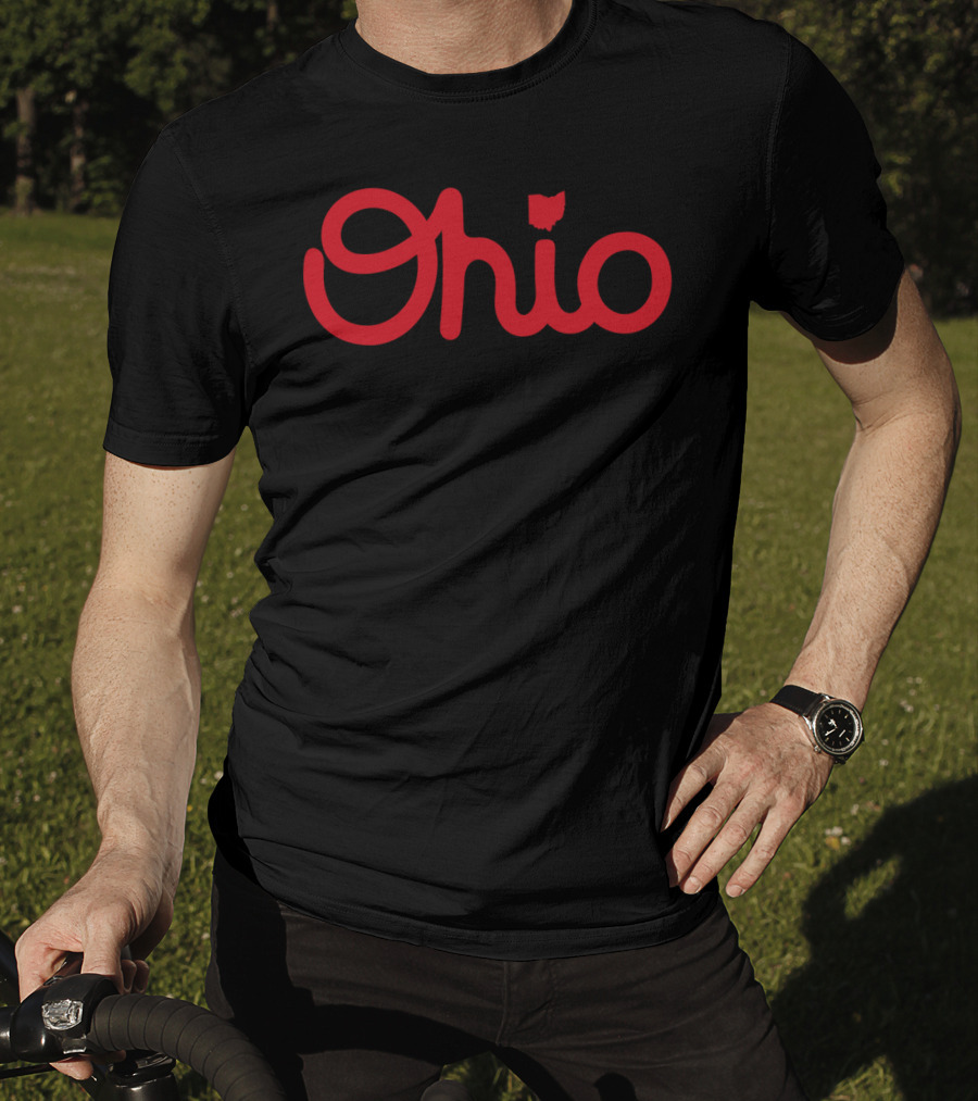 Ohio Script Ohioan State Pride With Iconic Red Text And Outline T-Shirt