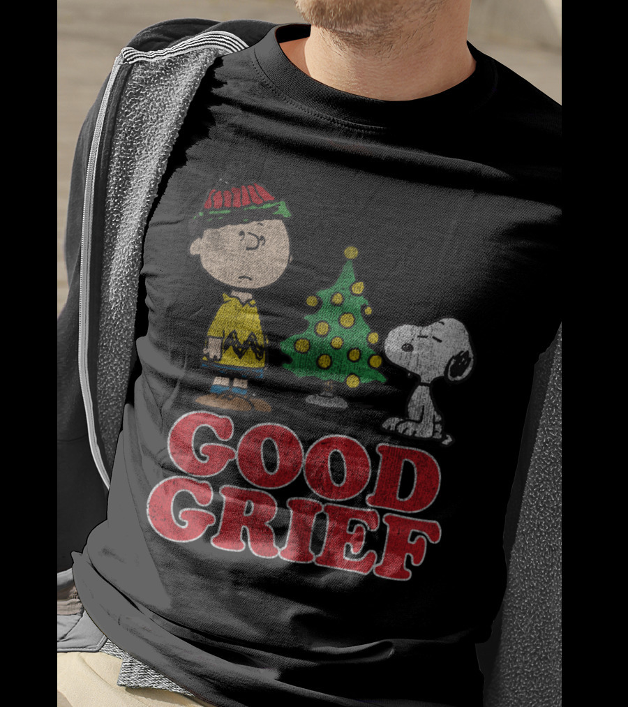 Good Grief Peanuts Holiday Snoopy And Charlie Christmas Tree T-Shirt