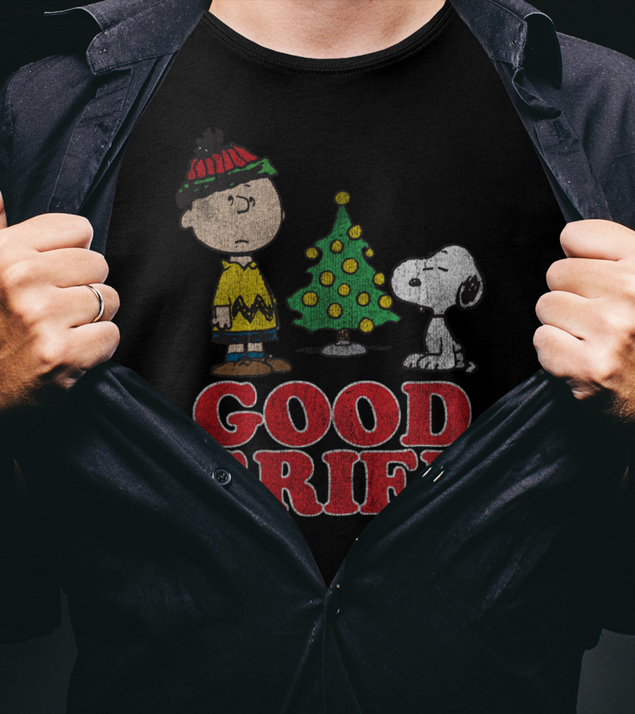 Good Grief Peanuts Holiday Snoopy And Charlie Christmas Tree T-Shirt