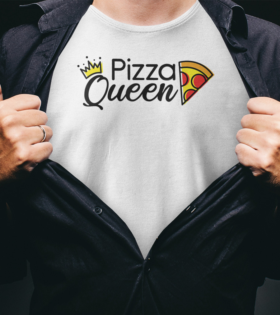 Pizza Queen Girls Women Female Pizza Slice Crown T-Shirt