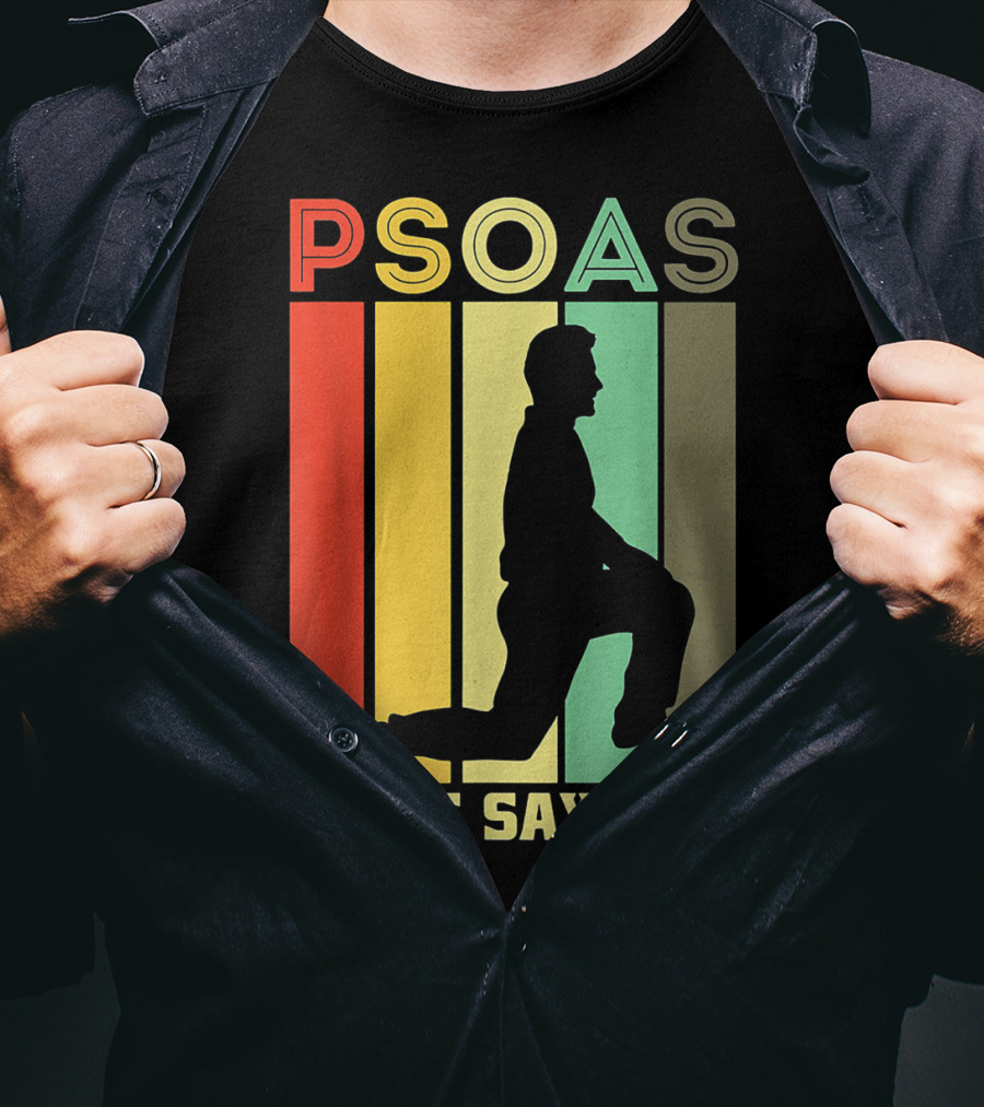 Psoas I Was Saying Retro Silhouette On Color Stripes T-Shirt