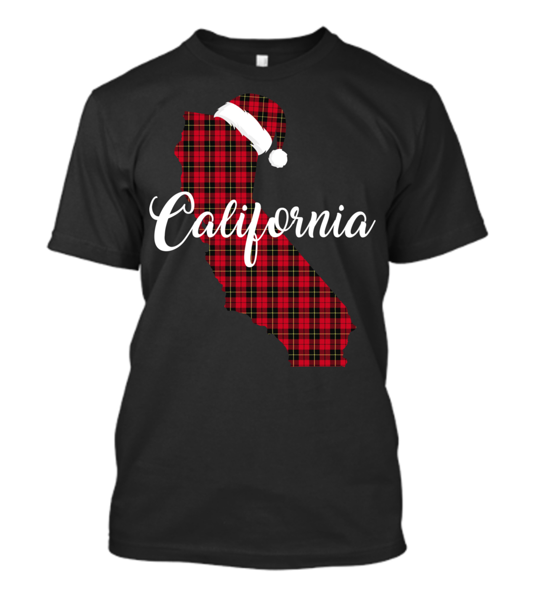California Red Buffalo Plaid Santa Hat Royal Stewart T-Shirt
