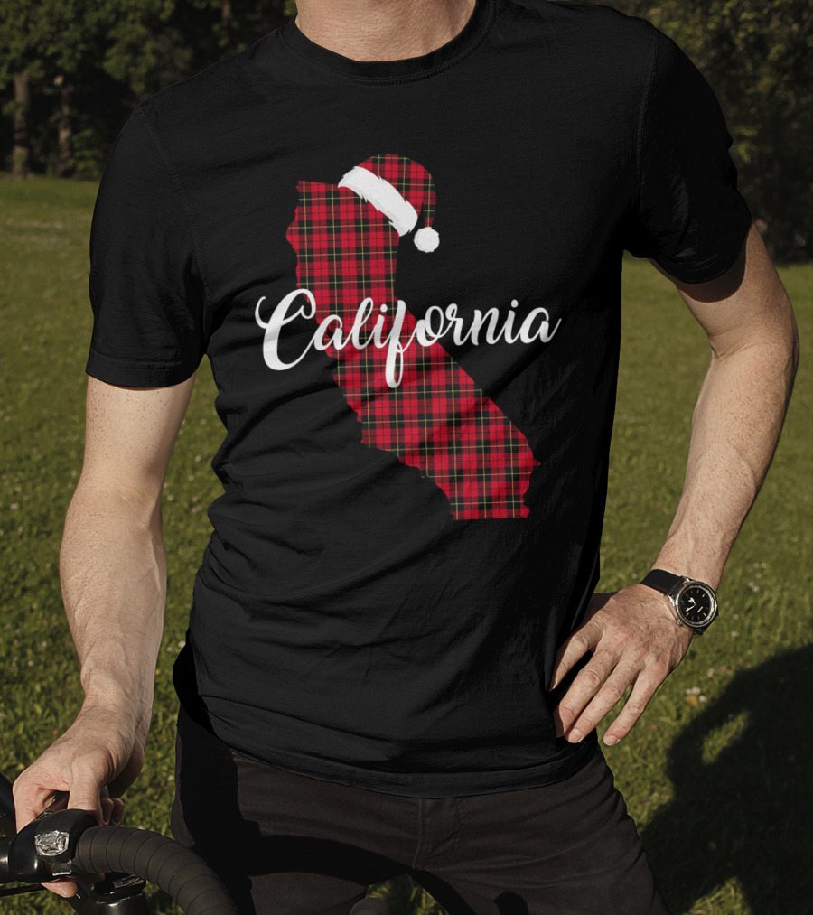 California Red Buffalo Plaid Santa Hat Royal Stewart T-Shirt