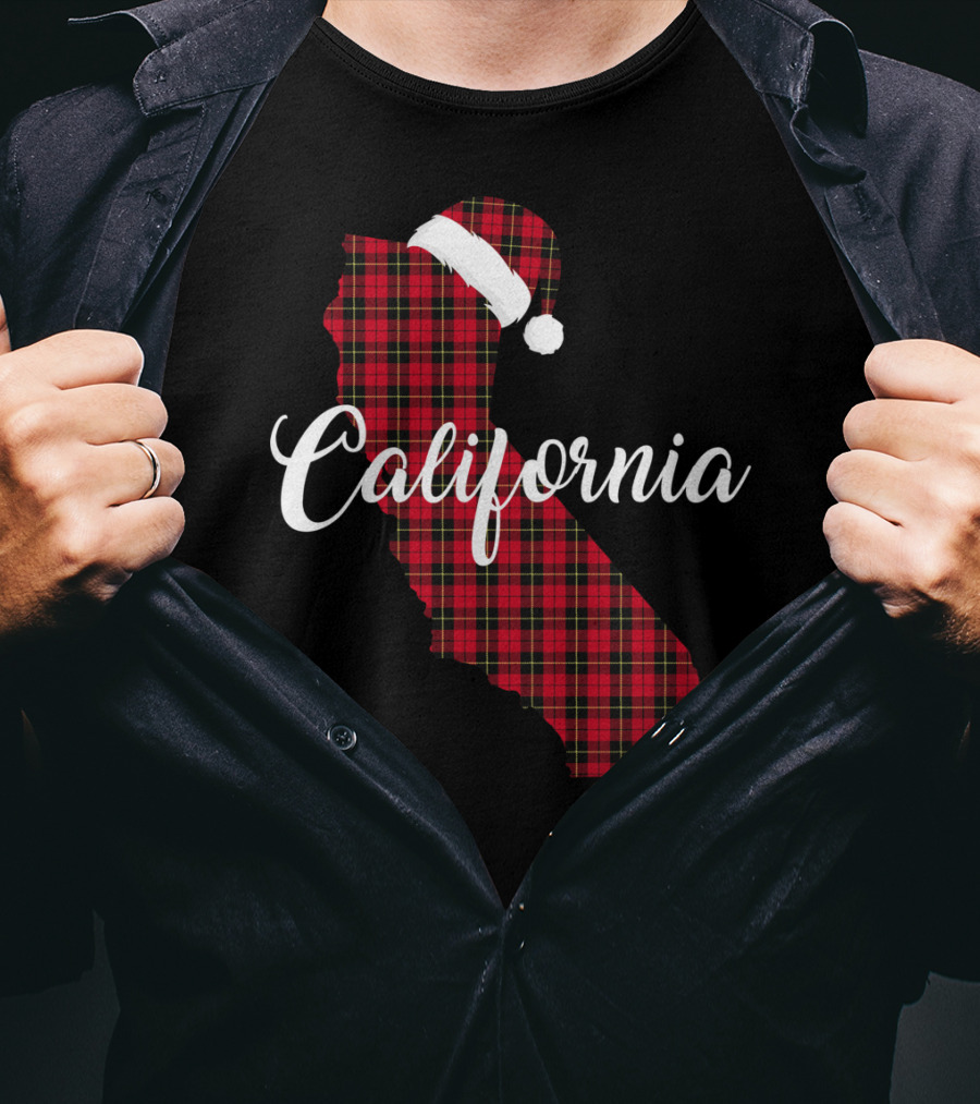 California Red Buffalo Plaid Santa Hat Royal Stewart T-Shirt