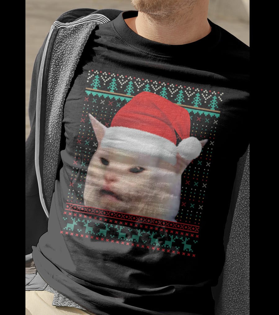 Santa Cat Ugly Christmas Merry T-Shirt