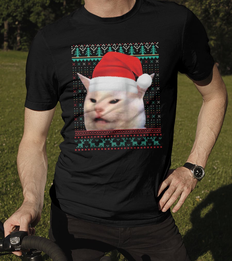 Santa Cat Ugly Christmas Merry T-Shirt