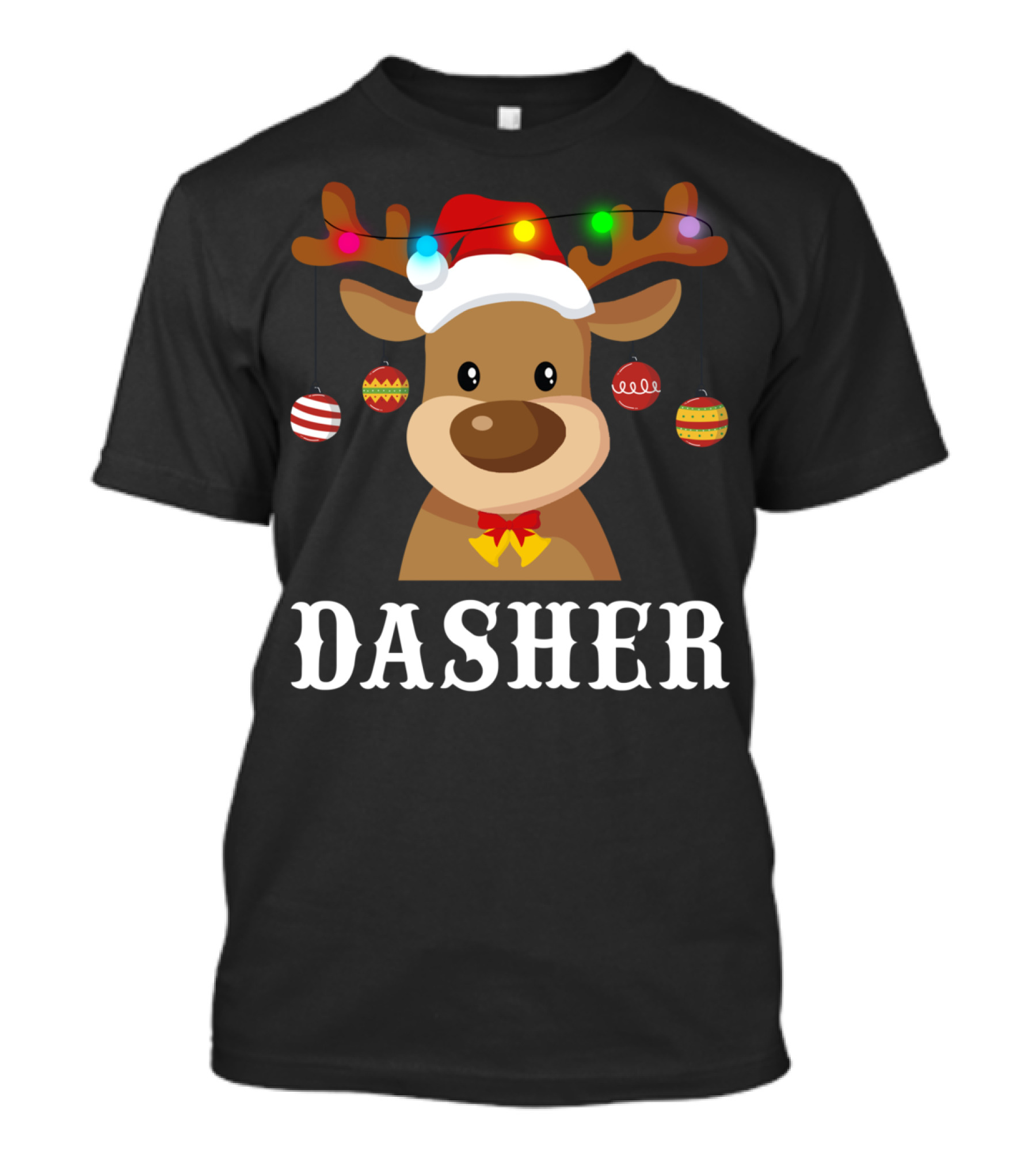 Dasher Reindeer Santa Xmas Group Holiday Lights T-Shirt