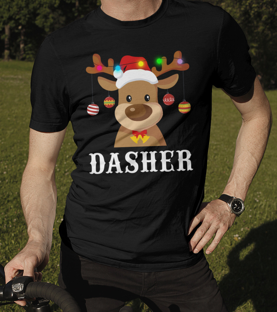 Dasher Reindeer Santa Xmas Group Holiday Lights T-Shirt