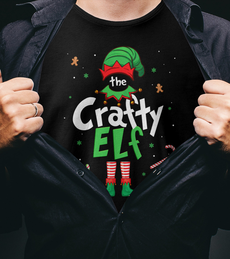 The Crafty Elf Christmas Xmas Family Candy Cane Gingerbread T-Shirt
