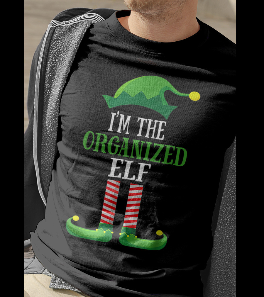 I'm The Organized Elf Festive Hat And Striped Socks Family Group T-Shirt