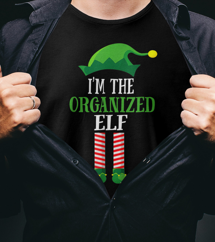 I'm The Organized Elf Festive Hat And Striped Socks Family Group T-Shirt