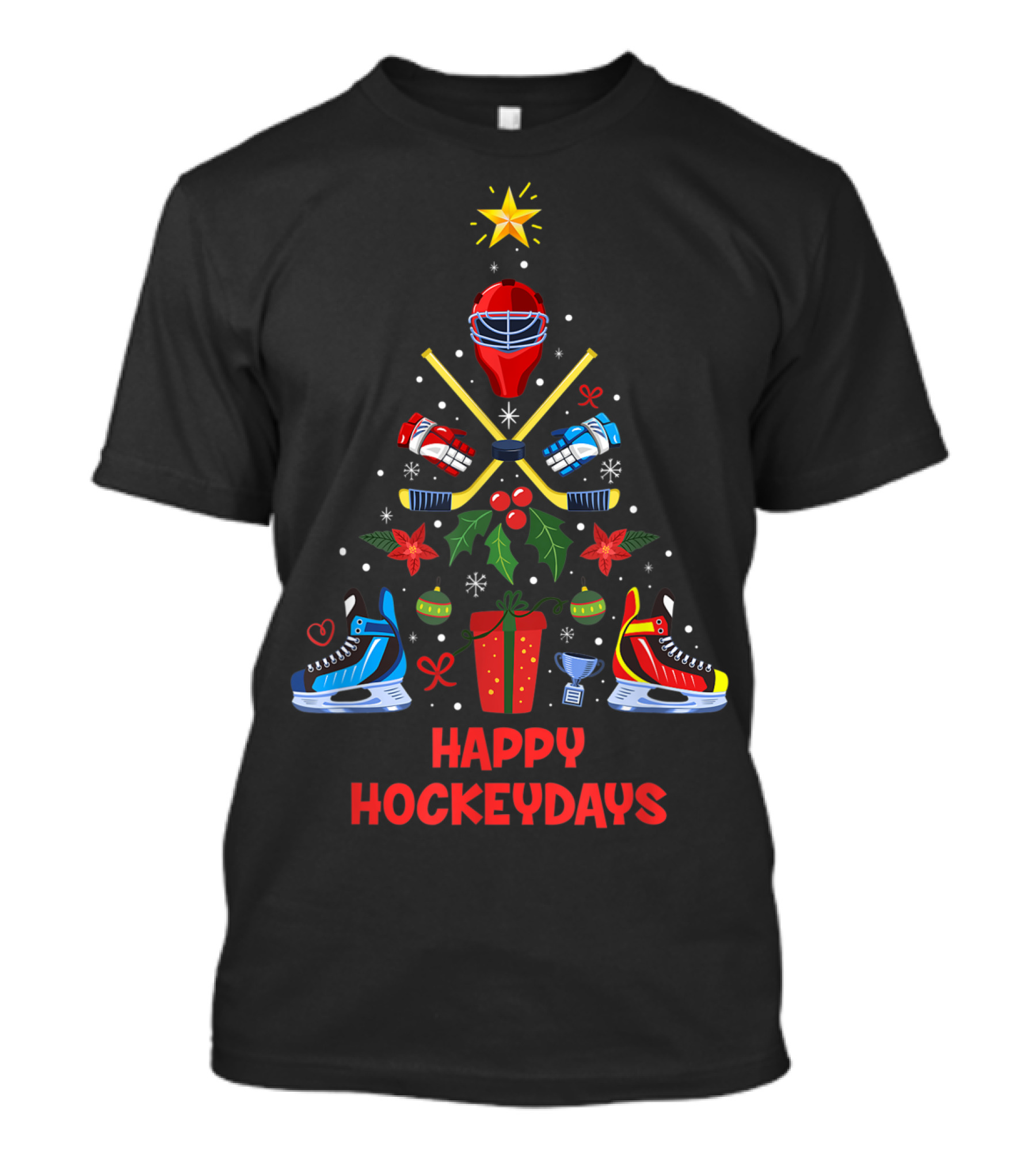 Happy Hockeydays Ice Hockey Ornament Christmas Tree T-Shirt