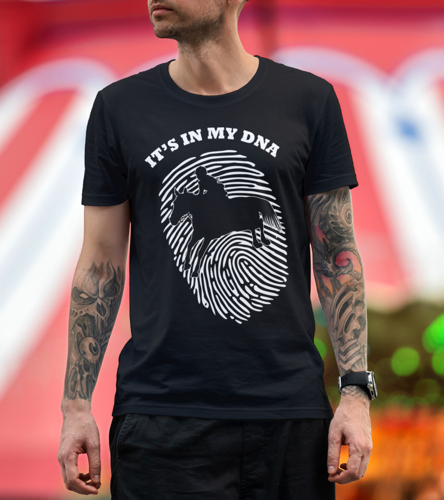 It's In My DNA Equestrian Horse Racer Fingerprint T-Shirt