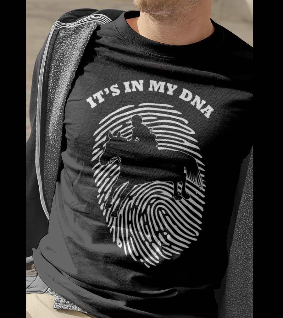 It's In My DNA Equestrian Horse Racer Fingerprint T-Shirt