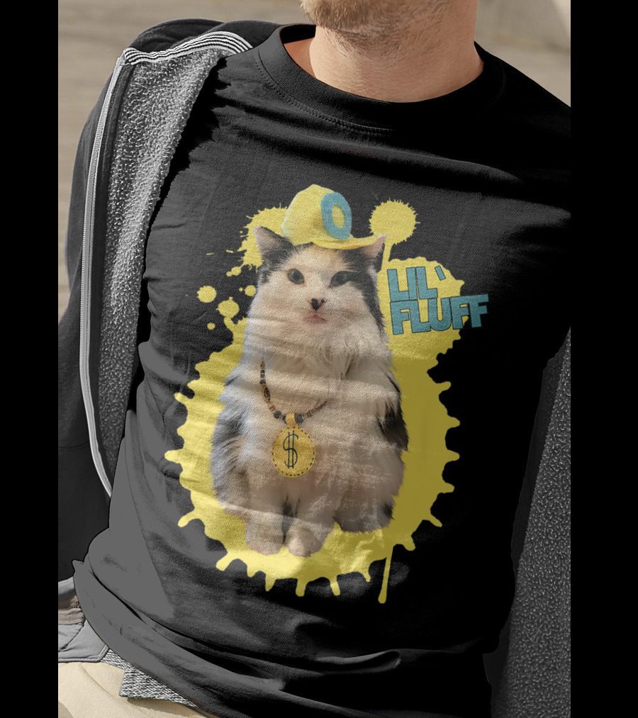 Lil' Fluff Cool Cat With Dollar Sign Necklace And Cap T-Shirt