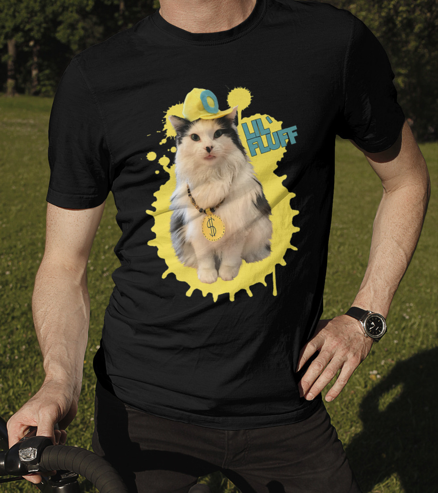Lil' Fluff Cool Cat With Dollar Sign Necklace And Cap T-Shirt