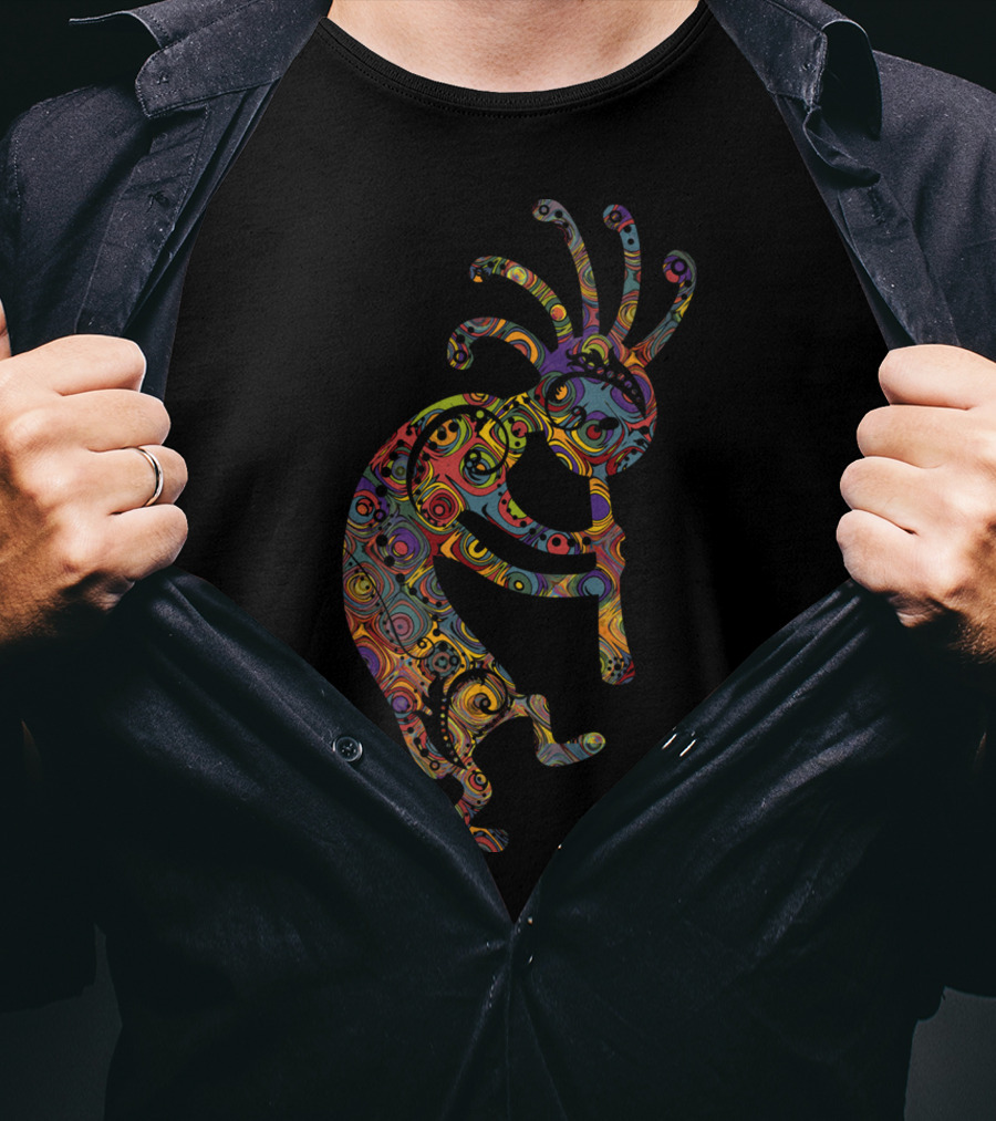 Native American Kokopelli Vibrant Spiral Ornaments T-Shirt