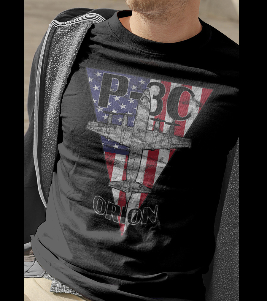 P-3C Orion American Flag Military Airplane T-Shirt