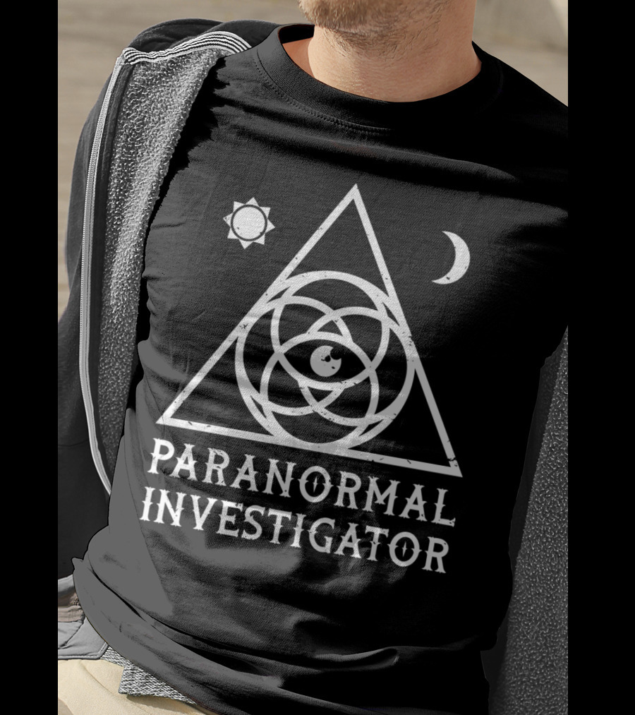 Paranormal Investigator Occult Symbol Eye Triangle Moon Sun T-Shirt