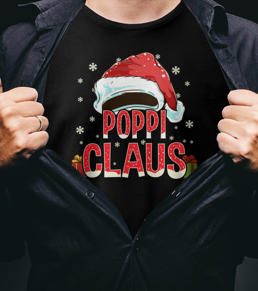 Poppi Claus Santa Hat Snowflakes Christmas Gifts T-Shirt