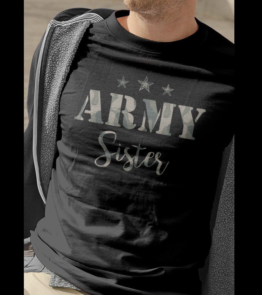 Army Sister Camouflage Stars T-Shirt