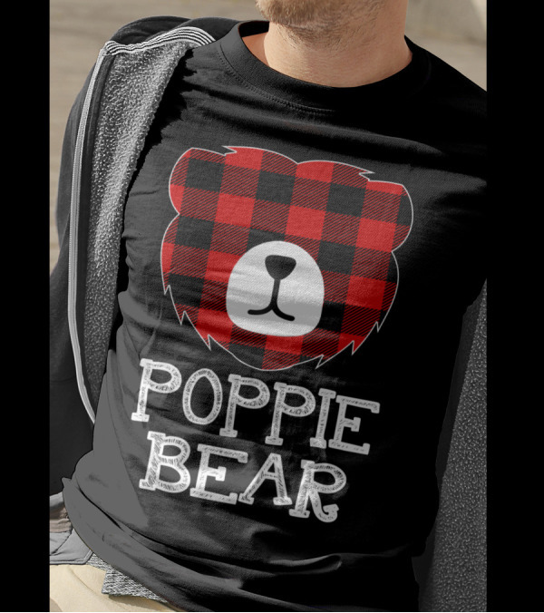 Red Plaid Poppie Bear Buffalo Check T-Shirt