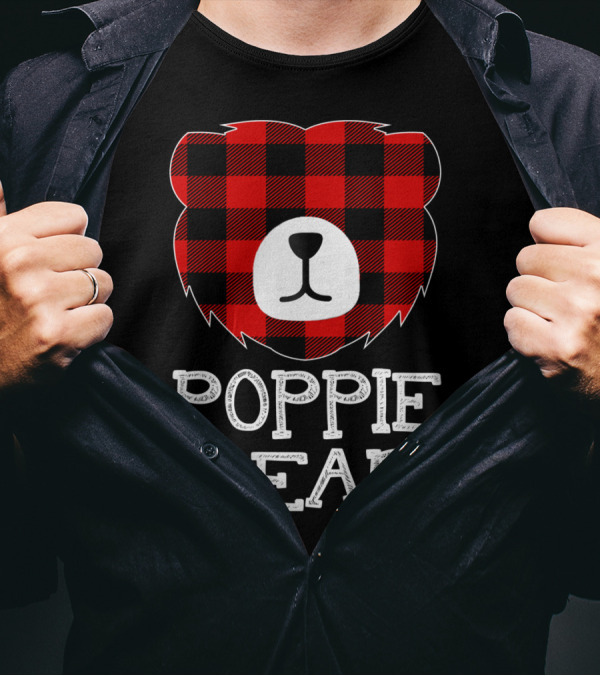 Red Plaid Poppie Bear Buffalo Check T-Shirt
